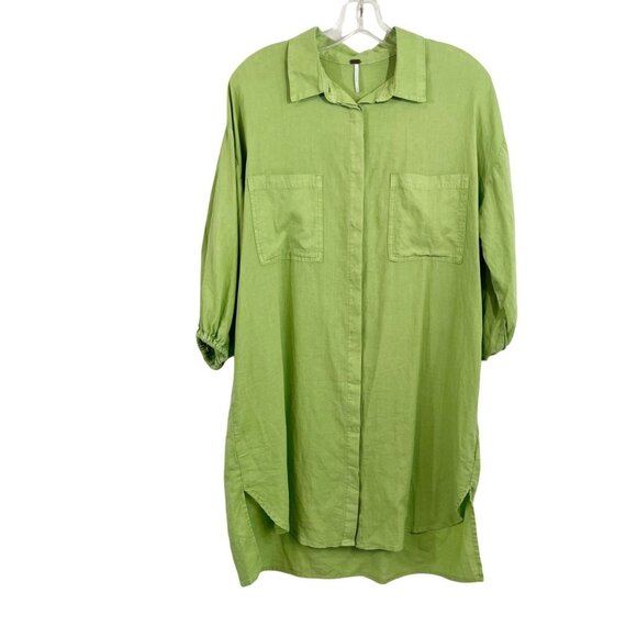 Young Fabulous & Broke Sand Dollar Linen Shirt Dress Oversized Boho Size XS - Picture 1 of 8